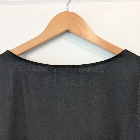 Linea by Louis Dell"Olio Top 1X Black Tunic Gauze Sleeveless Side-Slits Pockets - Picture 6 of 13